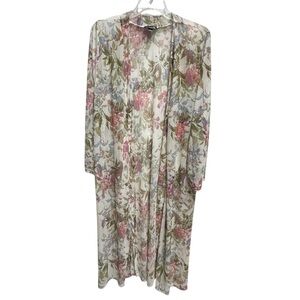 Antthony Original Floral Kimono Semi Sheer Open Front Long Sleeve Pastel